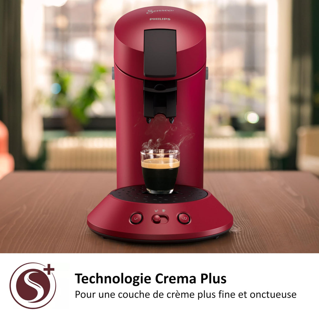 SENSEO Original Plus Machine à Café à Dosettes – 1 ou 2 Tasses, Rouge, CSA210/91