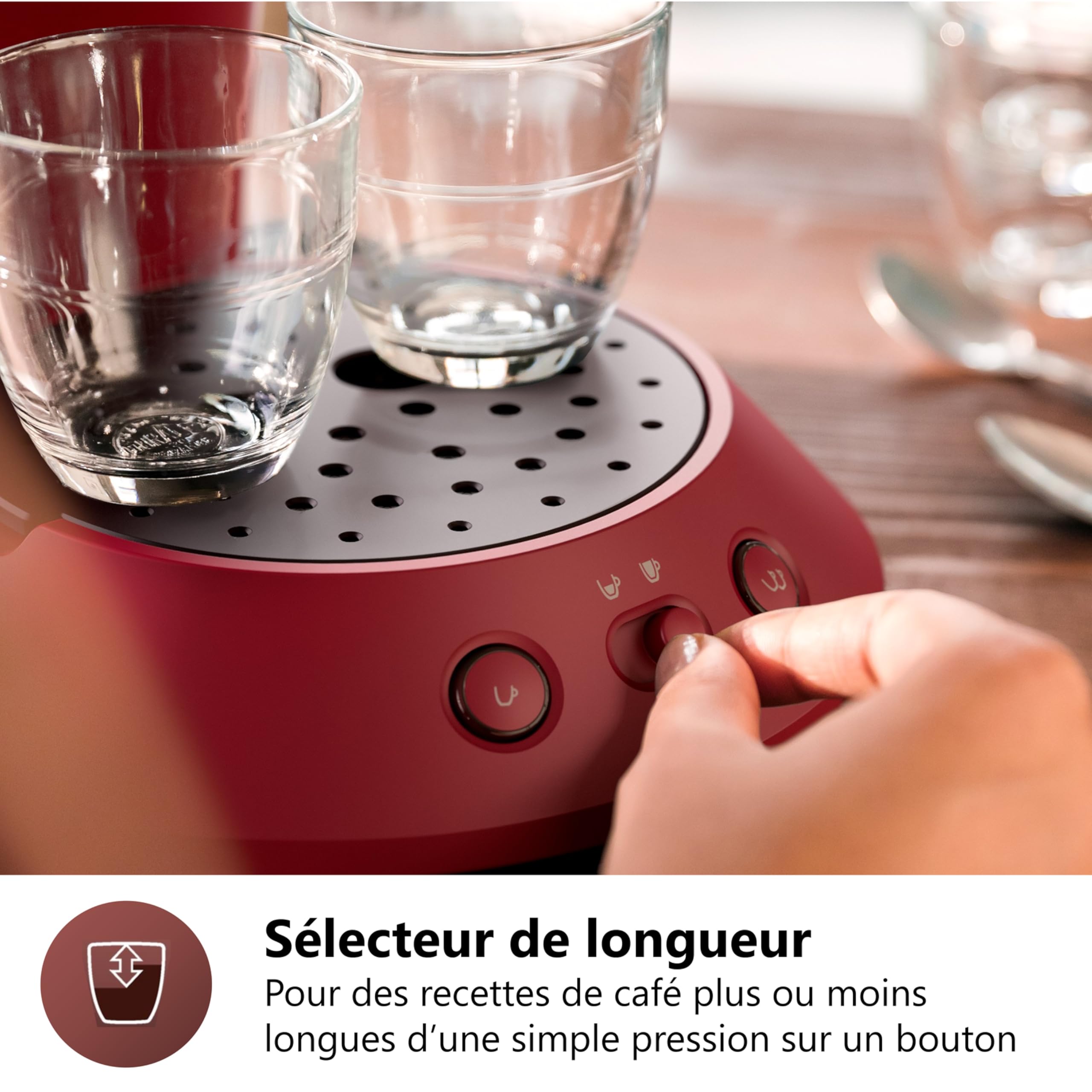 SENSEO Original Plus Machine à Café à Dosettes – 1 ou 2 Tasses, Rouge, CSA210/91