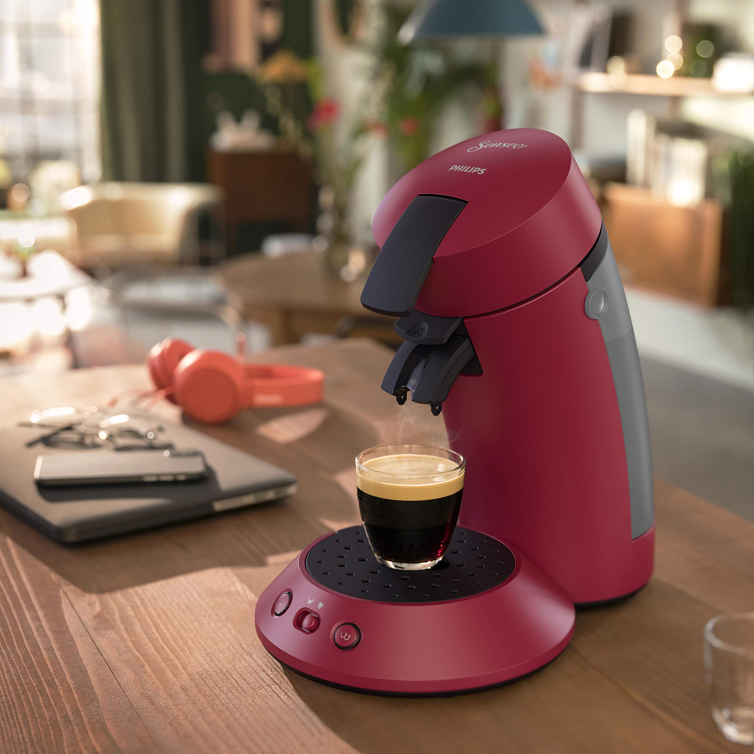 SENSEO Original Plus Machine à Café à Dosettes – 1 ou 2 Tasses, Rouge, CSA210/91